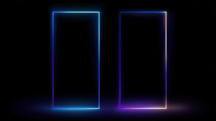 Neon light rectangles on a black background.