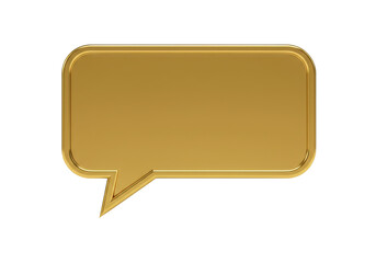 Fototapeta premium Golden speech bubble with rounded corners metallic glossy vector chat design symbol for communication concept isolated on white background