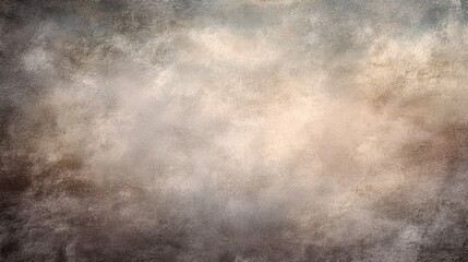 Fototapeta premium Muted earthy-toned canvas with subtle gold & silver hints—aged appearance, soft gradient from dark grey to light brown (mist/fog effect); ideal moody atmospheric portrait backdrop, gentle grunge