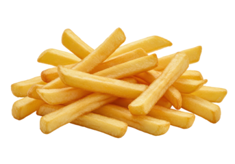 Golden crispy French fries piled high deliciously appetizing fast food snack potato sticks tasty element illustration isolated on white background
