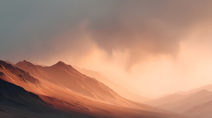 Naklejka premium cinematic volcanic desert landscape with glowing sky gradients