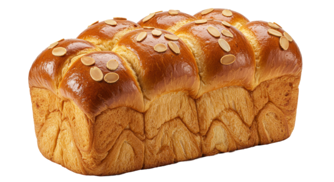 Golden artisan bread loaf with almond garnish delicious bakery fresh baked pastry culinary food illustration isolated on white background - Powered by Adobe