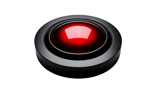 Hal computer eye red lens artificial intelligence system technology futuristic design element isolated 2001 on transparent background