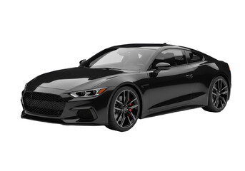 Sleek black sports coupe with red brake calipers and alloy wheels luxury car illustration isolated on white background