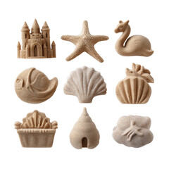 Sand mold toy set isoleted on transparent background .