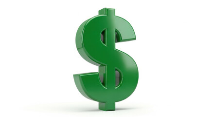 Obraz premium Three-dimensional green dollar sign representing finances and wealth isolated on white