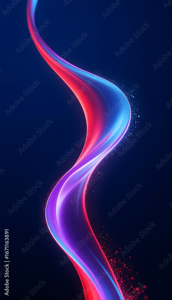 Poster dynamic wavy lines with gradient colors on dark background