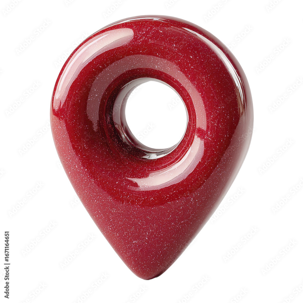 Aufkleber glossy red location pin symbol with sparkling glitter texture map marker