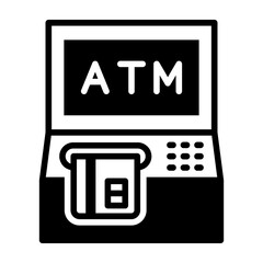 Cash Machine Icon Mixed Style Vector Illustration