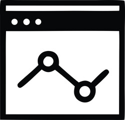 Web browser window displaying a rising and falling line graph chart for data analysis and performance tracking