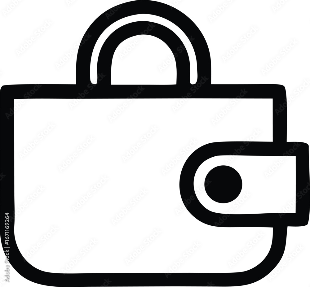 Poster simple line art icon of a wallet open showing a coin inside finance and money symbol for digital or 