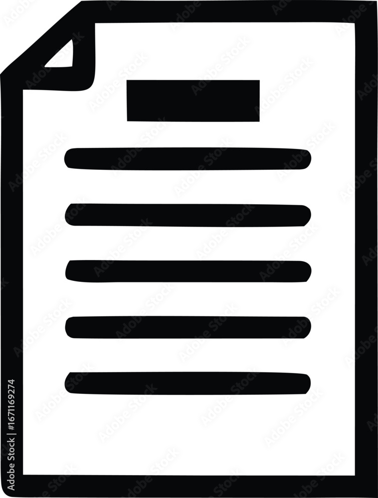 Aufkleber Simple black and white document icon representing text and information for digital use