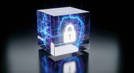 Abstract Digital Security Cube &ndash; Data Protection & Cybersecurity Concept