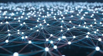 Abstract Network Visualization - Connected Nodes and Lines, Futuristic Concept