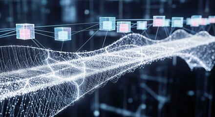 Futuristic Data Network Visualization &ndash; Blockchain Technology & Digital Connectivity