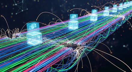 Futuristic Data Stream Visualization - Abstract Digital Network Concept