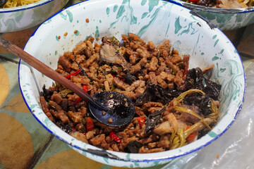 Traditional Indonesian Home Cooking, captured on August 29, 2025. Simple classic dishes prepared in...