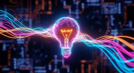 Futuristic Lightbulb Concept &ndash; Innovation, Technology & Digital Ideas