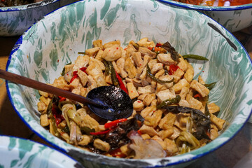 Traditional Indonesian Home Cooking, captured on August 29, 2025. Simple classic dishes prepared in...