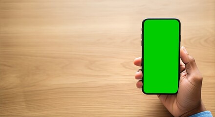 Hand Holding Smartphone with Green Screen Display - Stock Photo for Visual Effects & Digital Content Creation