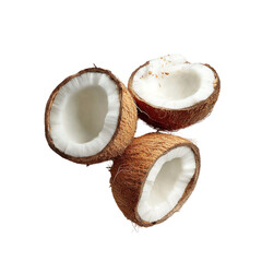 Fresh Coconut Pieces Isolated on Transparent Background