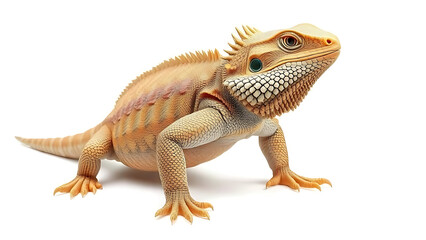 Naklejka premium Photorealistic Full Body Bearded Dragon Cutout on Pure White Background