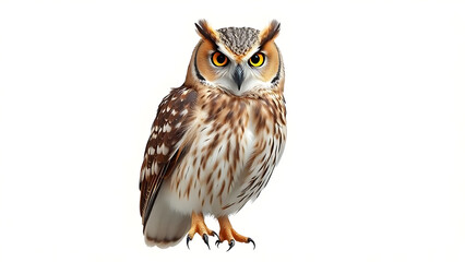 Naklejka premium Realistic Full Body Owl Illustration Isolated on White