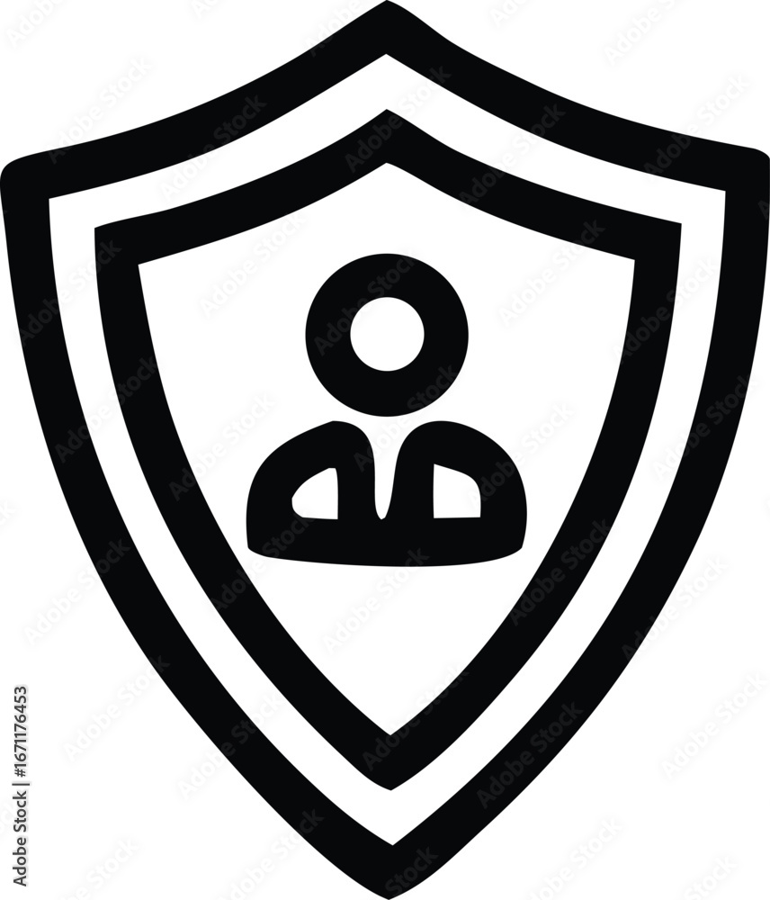 Poster personal security shield icon represents digital privacy and data protection symbolizing safety and 