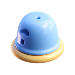 Fototapeta premium Light-blue dome-shaped toy with yellow base, circular opening