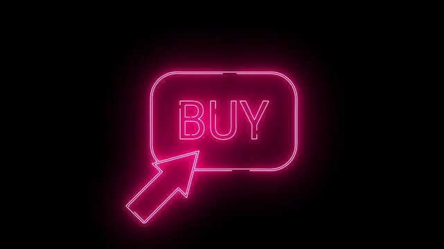 buy button icon with neon glowing effect