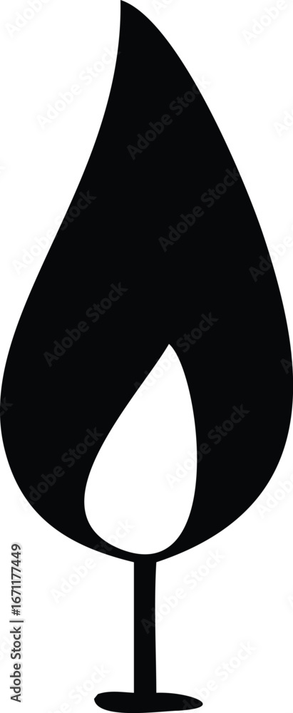 Aufkleber stylized black flame icon symbolizing warmth energy and a candle creating a simple yet impactful vis