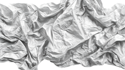 Abstract texture of crumpled white craft paper, cut out transparent