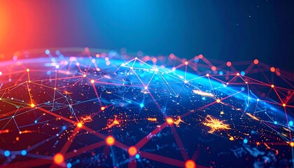 Global network connections visualized on a dark, illuminated Earth