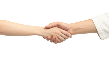 doctor shaking business person hand, support concept isolate on transparent background
