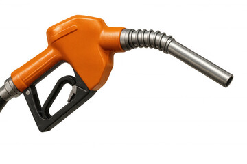 Fuel pump nozzle hovering against transparent backdrop, symbolizing petroleum pricing, energy consumption, transportation fuel costs