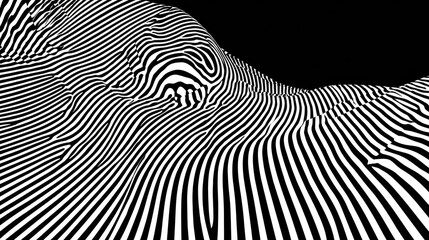 Abstract black and white striped pattern design.