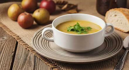 Autumn Apple Soup with Crusty Bread.