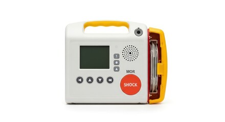Fototapeta premium Portable Defibrillator Isolated on White Background: Life-Saving Medical Device