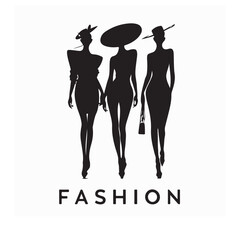 Fashion show and female model symbol logo Image on white background