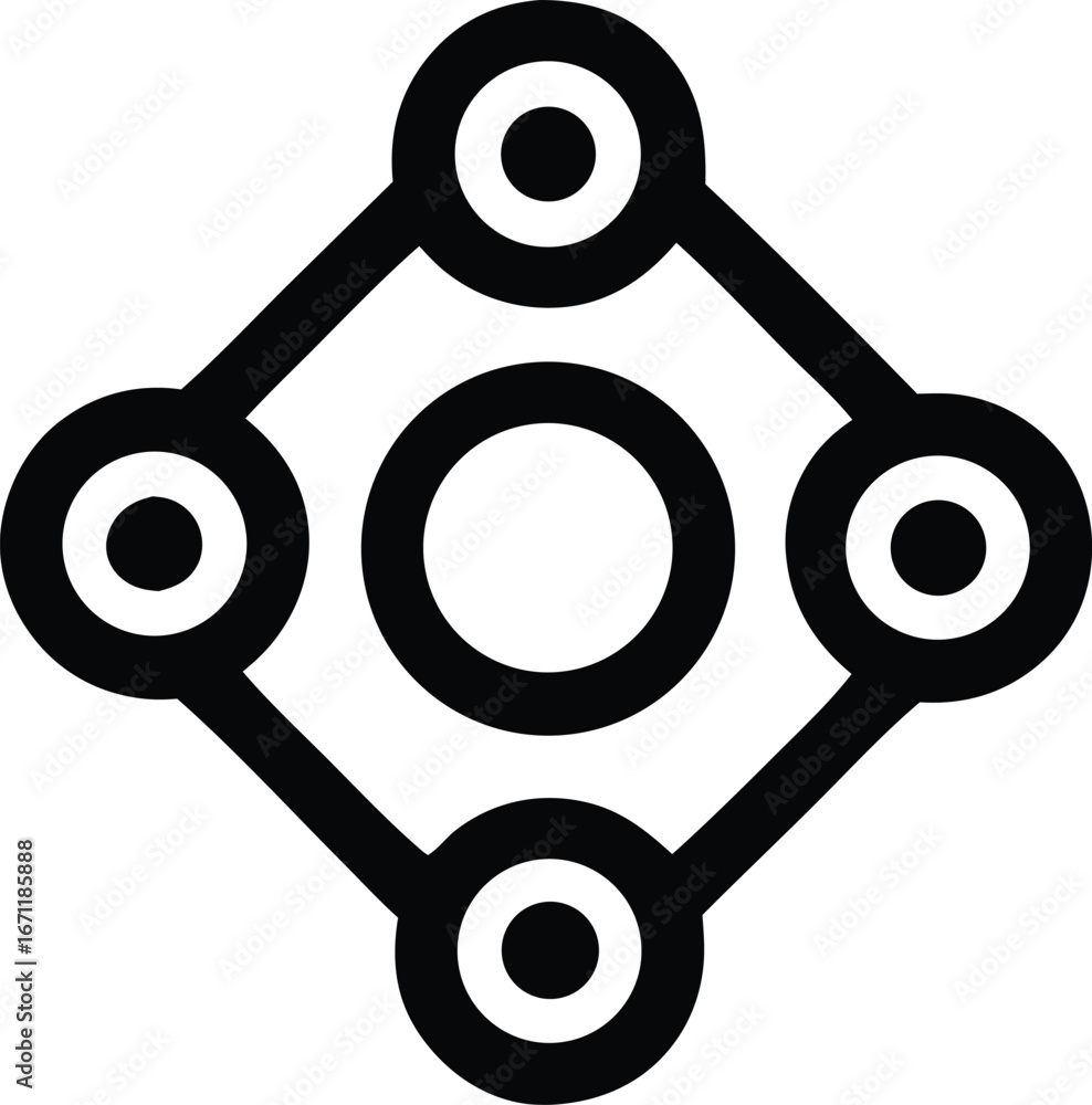 Aufkleber Geometric abstract symbol of connection and unity featuring concentric circles and interconnected lines forming a diamond shape
