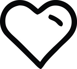 Simple hand-drawn heart shape icon in black and white symbolizing love affection and romance for design projects