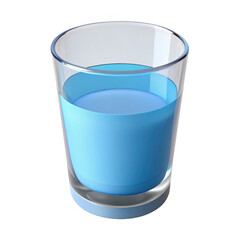3d realistic blue liquid in clear glass beverage transparent background
