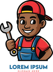 mechanic cartoon mascot vector – handyman and repair service logo
