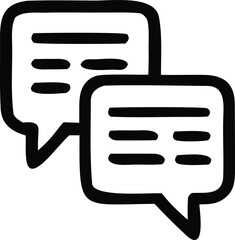 Two hand drawn speech bubbles messaging chat icon communication conversation dialogue symbols graphic