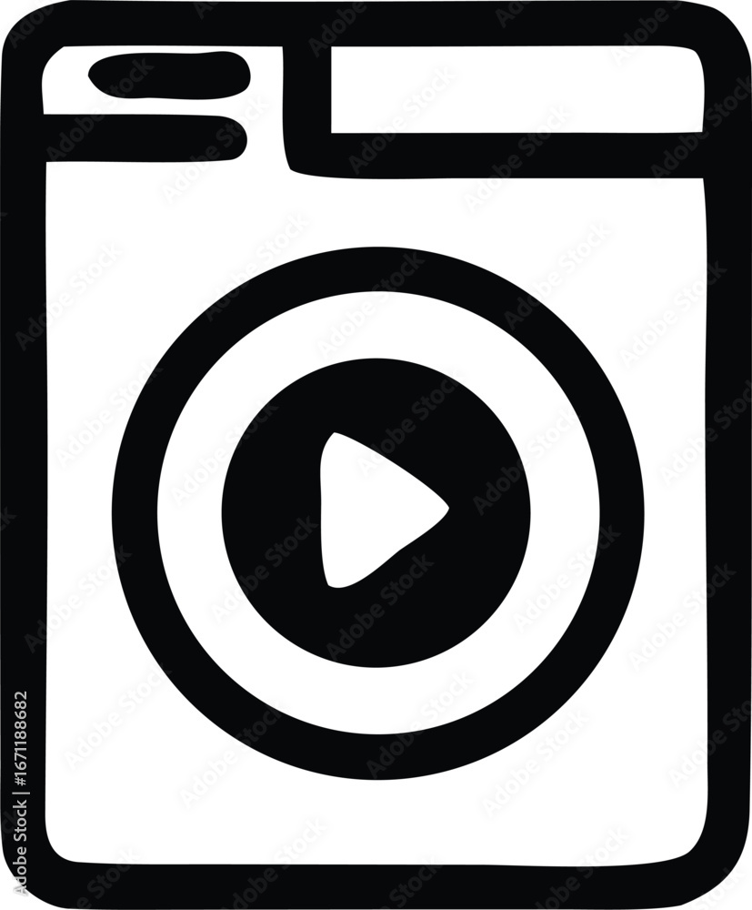 Aufkleber simple doodle icon of a media player with play button symbol for online streaming and digital conten