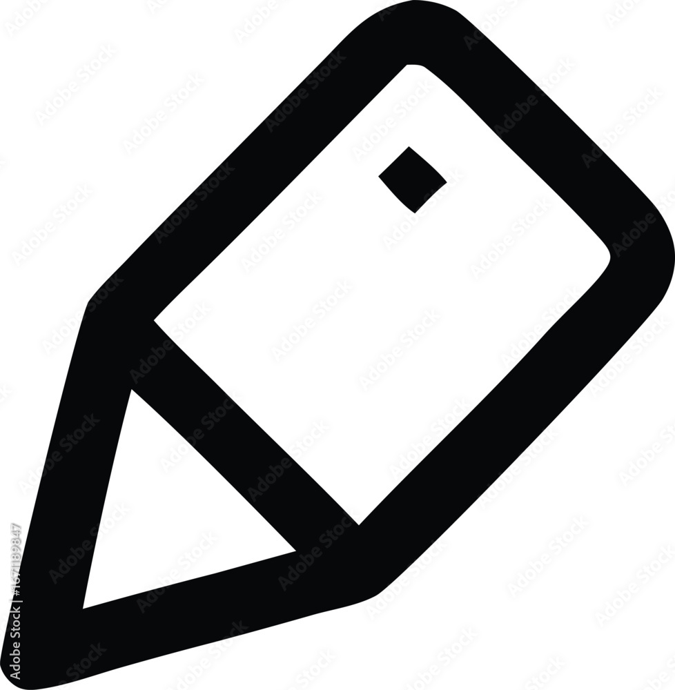 Poster stylized pencil icon representing writing editing and creation simple bold black outline design for 