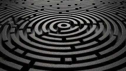 Concentric maze pattern in grayscale.