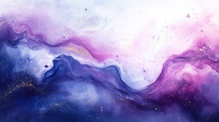Obraz premium Abstract waves of purple, pink, and blue blend seamlessly, creating a dreamy, ethereal landscape with hints of gold.