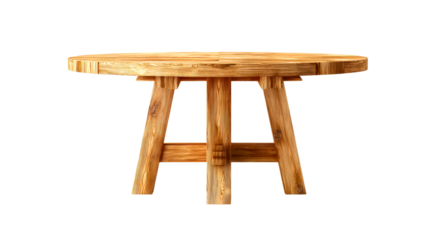 Rough Hewn Wooden Side Table with Visible Grain and Texture, cut out transparent