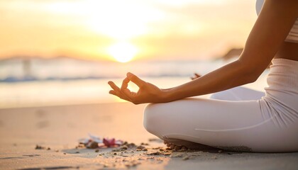 Find your inner peace with a mindful yoga session on the serene beach at sunrise, promoting wellness
